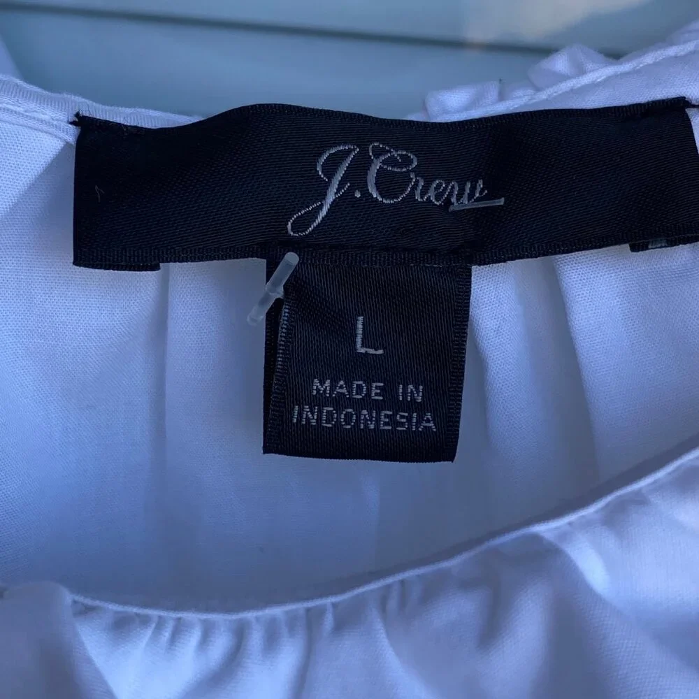 J Crew Tank Top Size Large White Cotton Ruffle Collar Cropped New Flaw - Picture 5 of 12